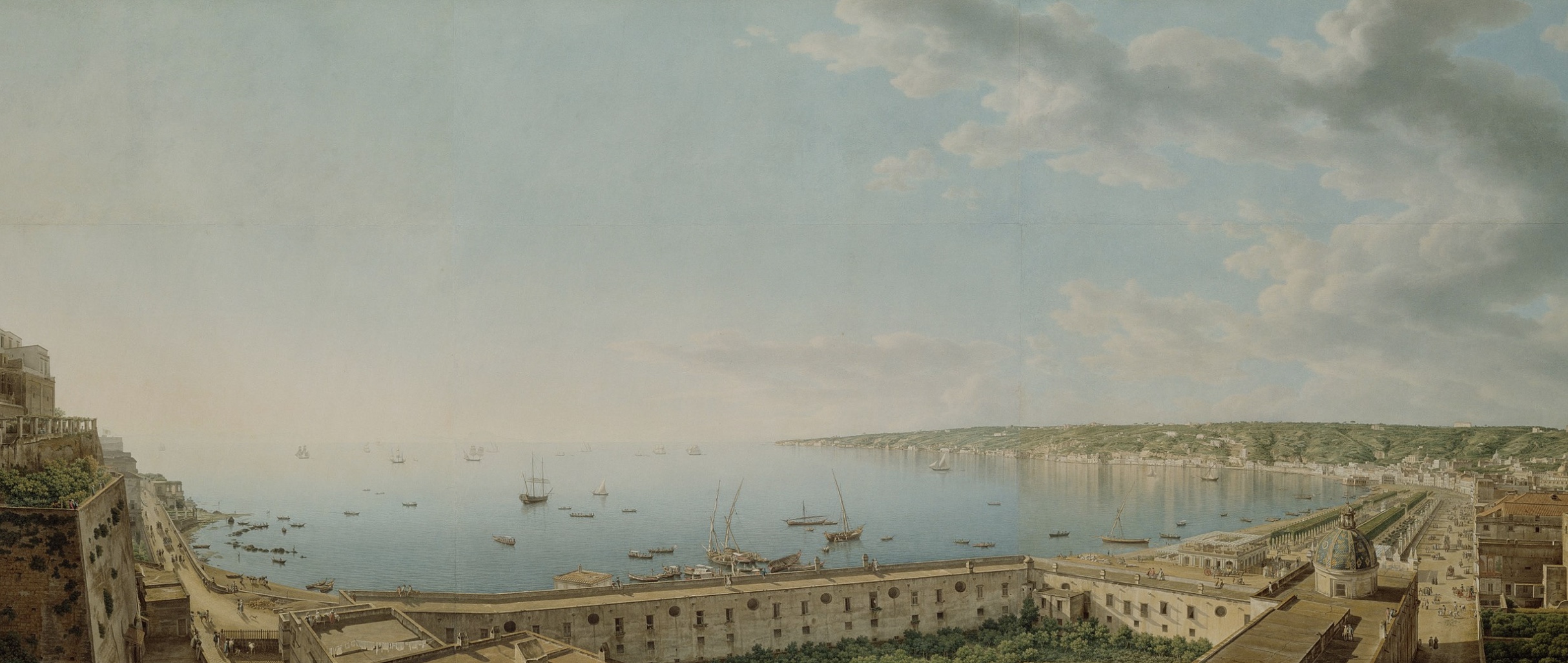 The Bay of Naples by Giovanni Battista Lusier, 1791 (Getty Museum). Keats felt too
        ill to give an account of its beauty.