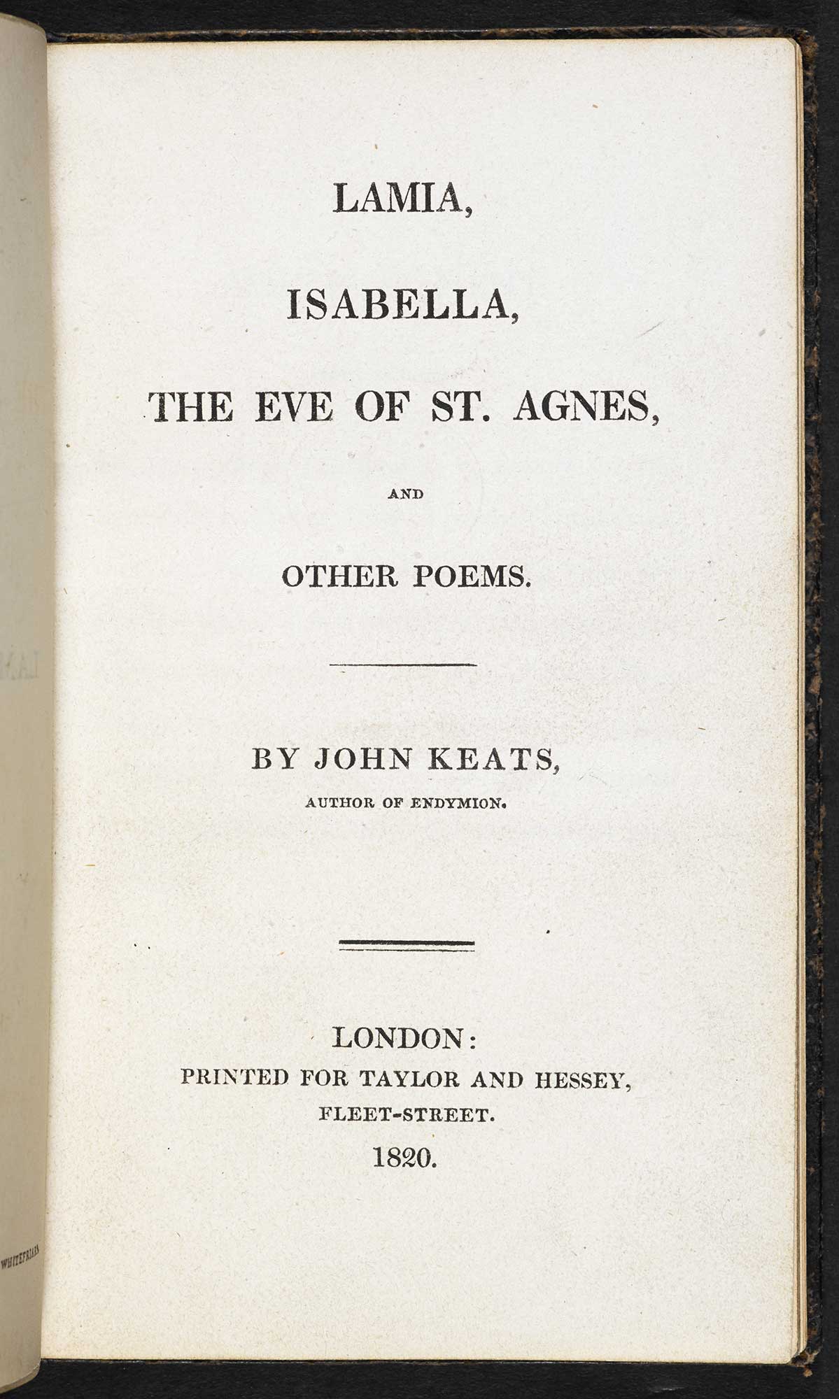 Title page for Keats’s 1820 collection. Click to enlarge.