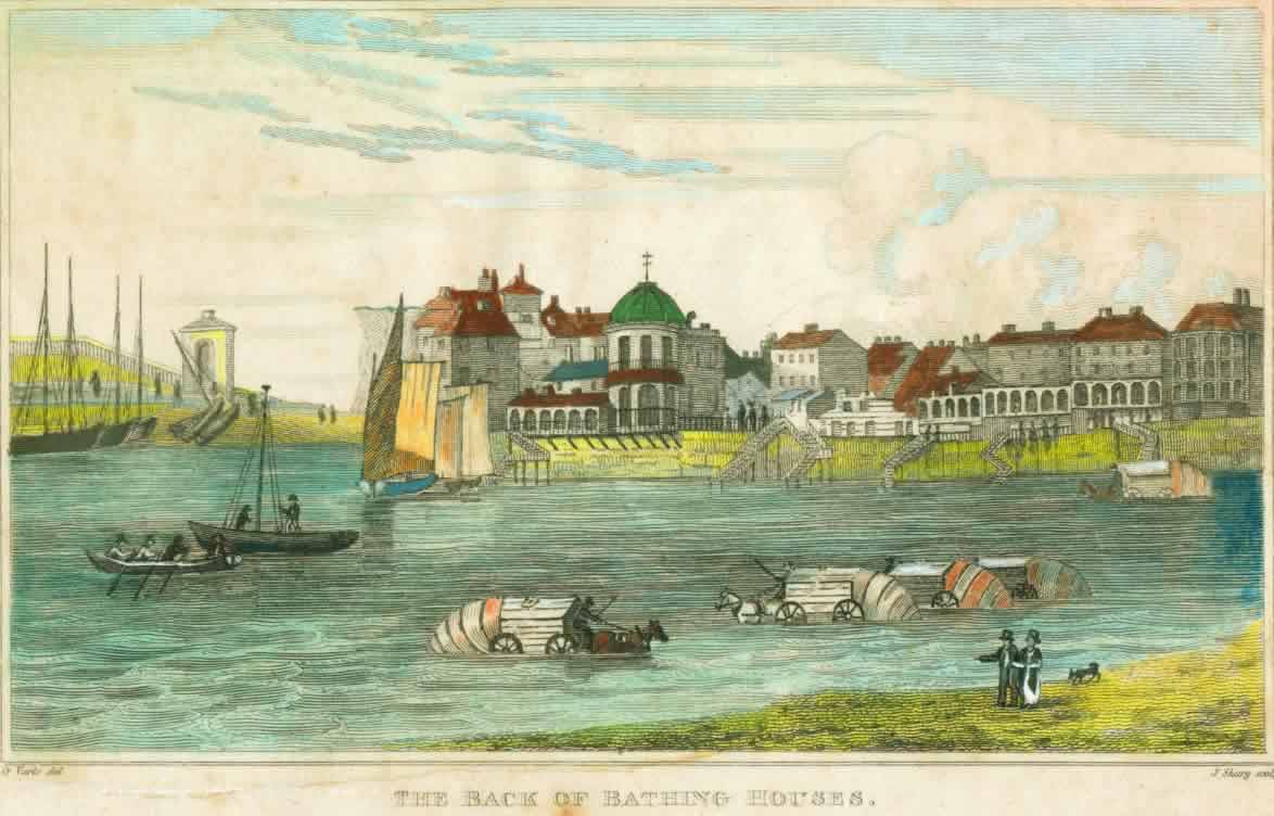 Bathing Houses: the popular seaside destination of Margate; bathing for medicinal
        purposes was something of a fad