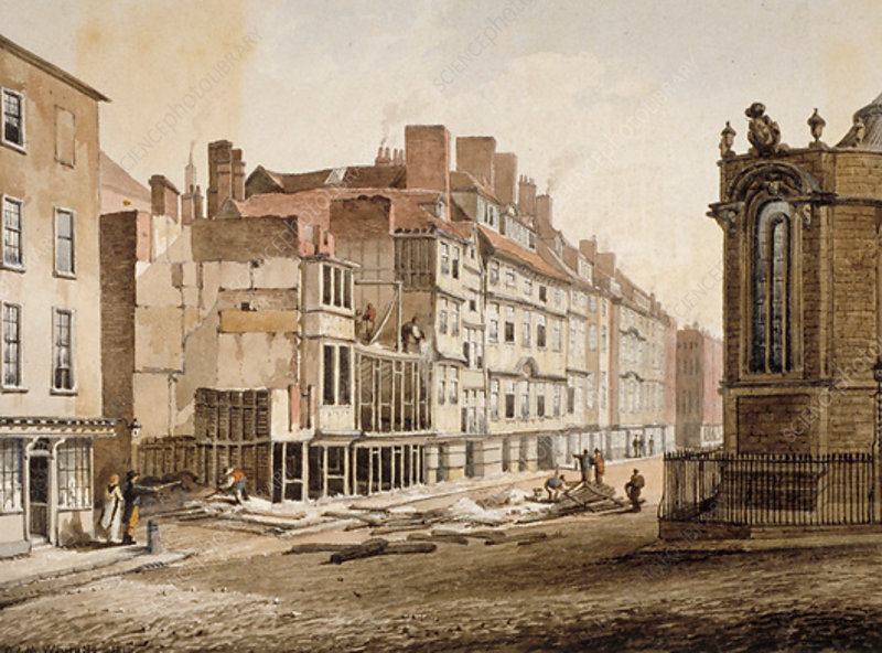 The Strand, 1810, view from Essex Street to Norfolk Street. Click to
        enlarge.