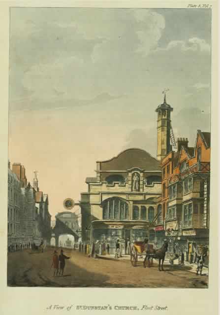 A View of St. Dunstanâ€™s Church, Fleet Street, c.1812
        