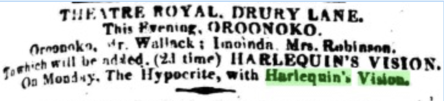  Ad for Harlequin’s Vision in The Morning Post, 27 December
        1817. Click to enlarge.