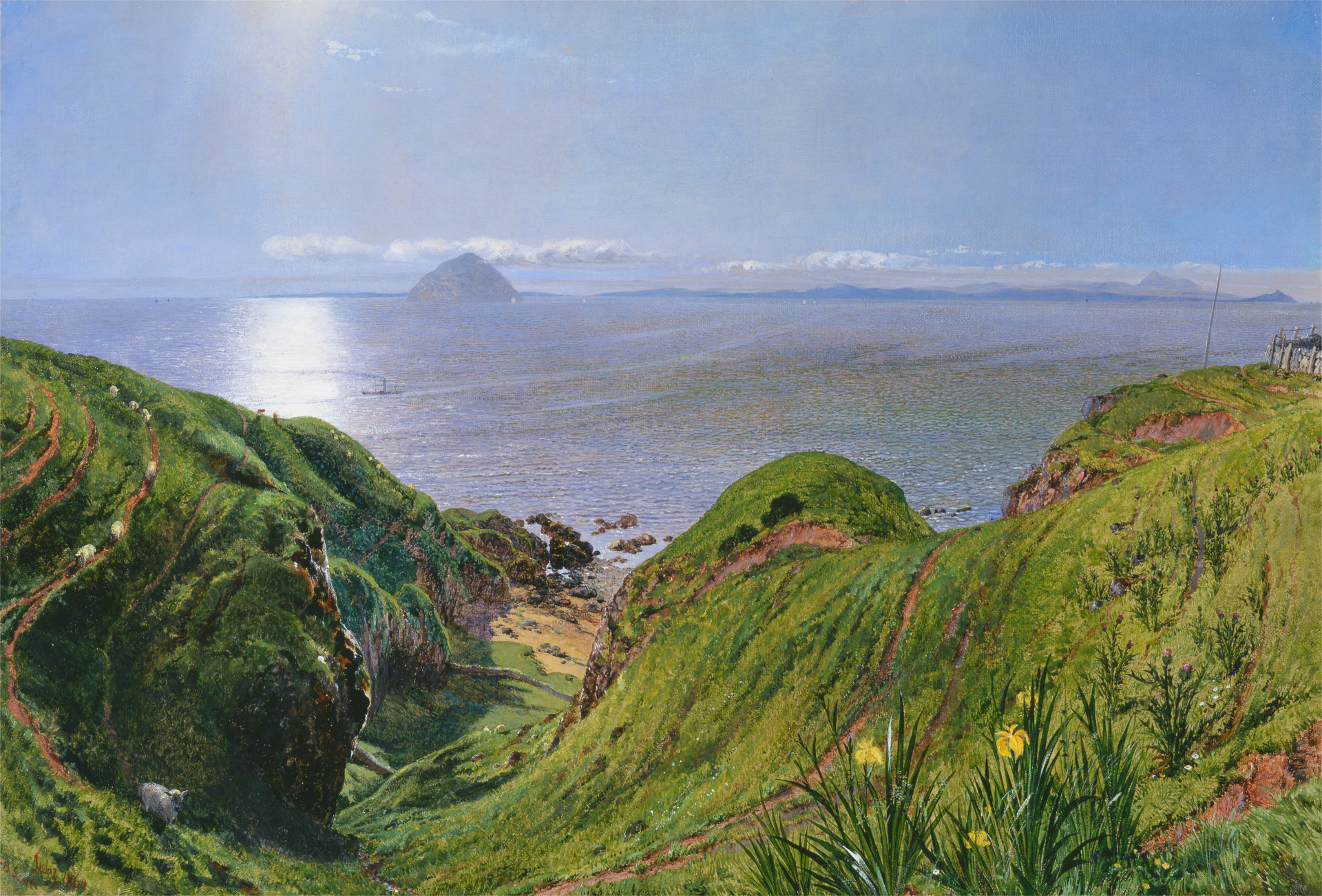 Ailsa Rock, 1860, from a perspective like Keats’s (by William Bell Scott, Yale
        Center for British Art, Paul Mellon Collection B1976.7.151). Click to enlarge.