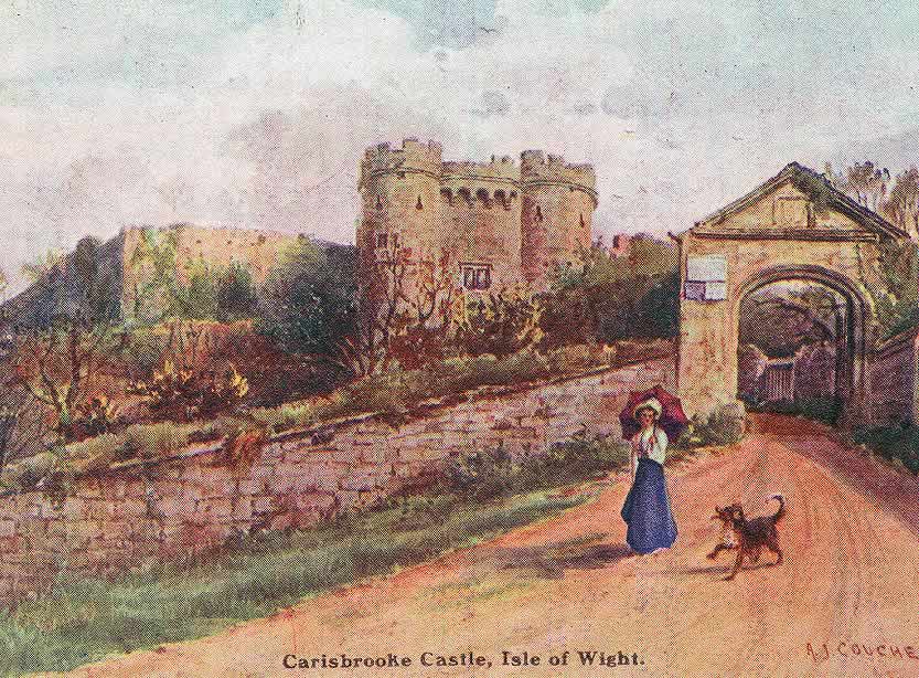 Carisbrooke Castle, Isle of Wight (old postcard, c.1905)