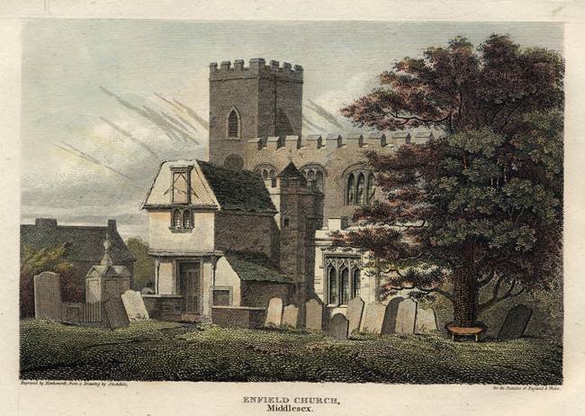 Enfield Church, 1813. Click to enlarge.