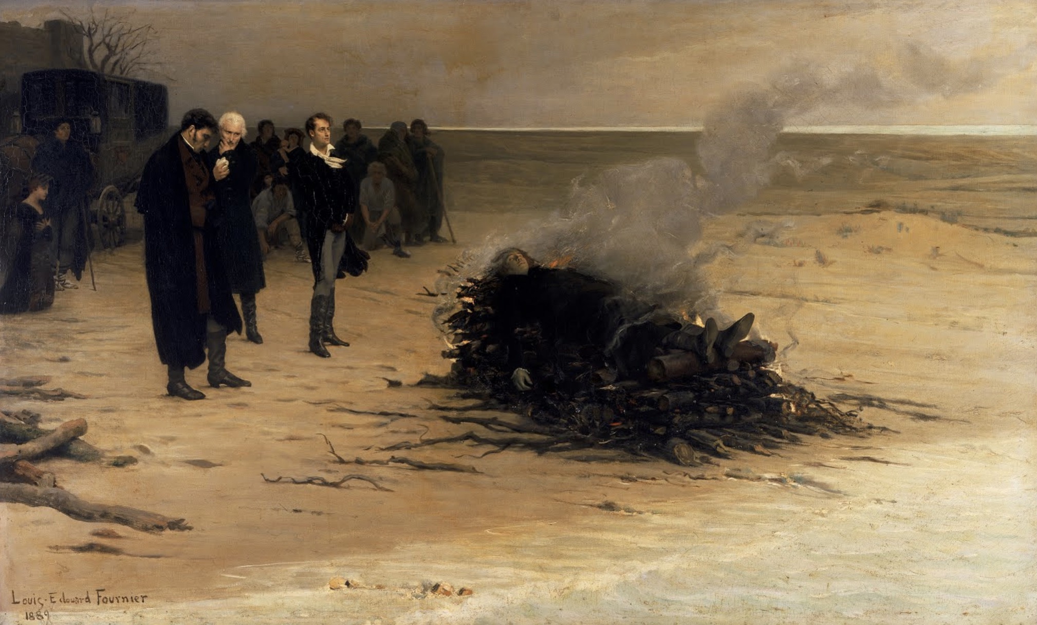 A highly fictionalized depiction of Shelleyâ€™s cremation, by Louis Ã‰douard
        Fournier, 1889 (Walker Art Gallery, Liverpool). Click to enlarge.