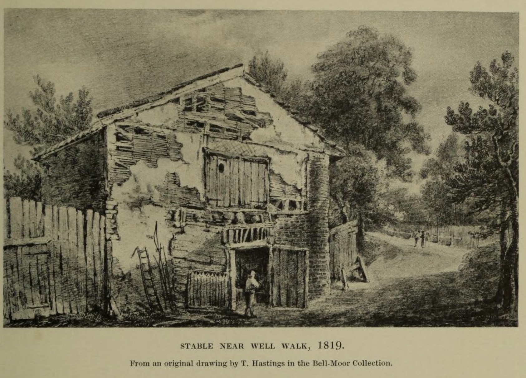 Stable Near Well Walk, 1819. Click to enlarge.